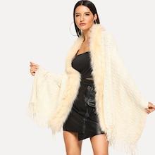 Shein Faux Fur Trim Poncho