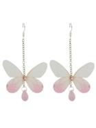 Shein Pink Color Rhinestone Butterfly Dangling Earrings