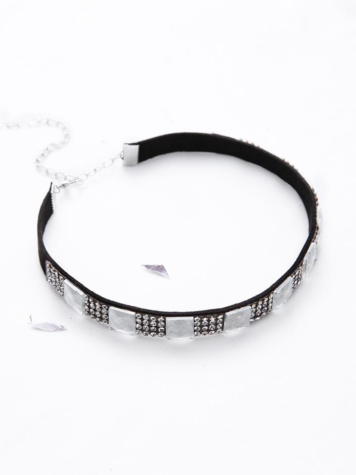Shein Rhinestone Overlay Choker Necklace