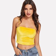 Shein Open Back Velvet Crop Cami Top