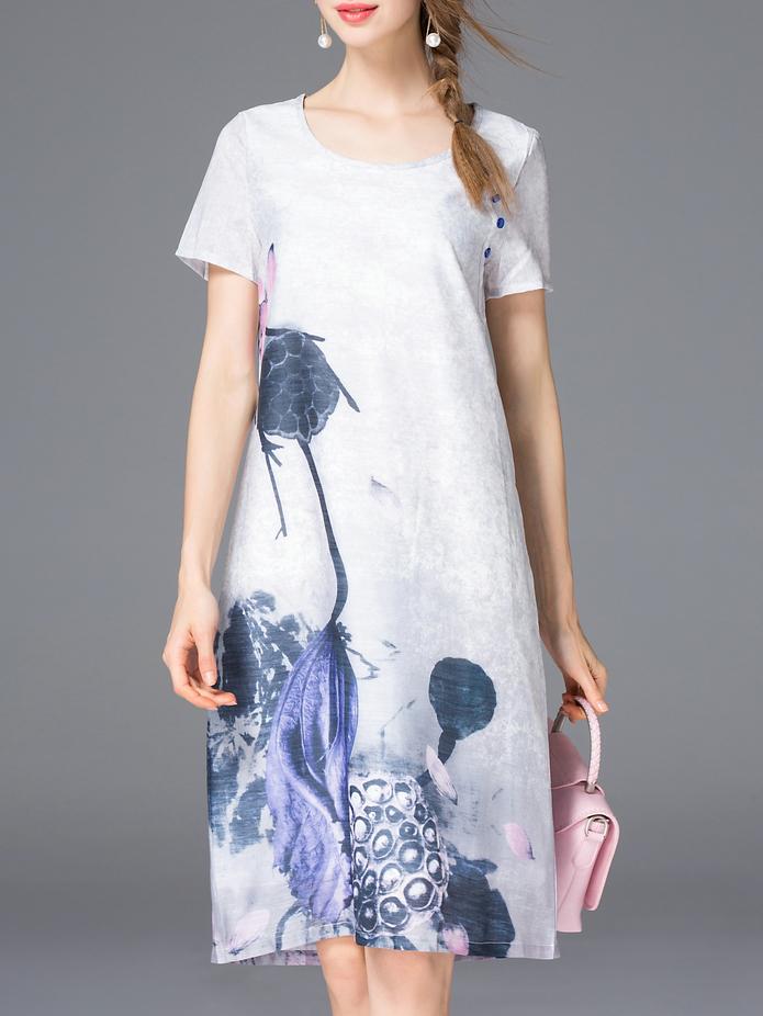 Shein Grey Ink Print Shift Dress