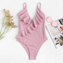 Shein Flounce Plain Swimsuit