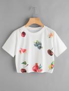 Shein Fruit Print Crop Tshirt