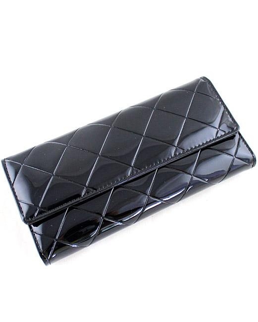 Shein Black Geometric Pattern Patent Leather Clutch Bag