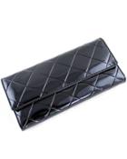 Shein Black Geometric Pattern Patent Leather Clutch Bag