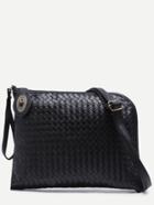 Shein Black Woven Pu Clutch Crossbody Bag