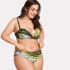 Shein Plus Tropical Print Bikini Set