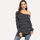 Shein Striped One Shoulder Tee