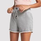 Shein Button Up Front Rolled Hem Heathered Shorts