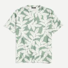 Shein Men Allover Leaf Print Tee