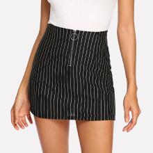 Shein Zip Up Front Striped Skirt