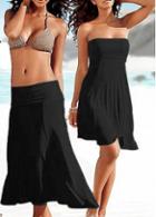 Rosewe Strapless Solid Black Multi Wear Swimdress