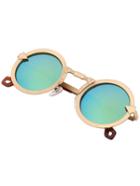 Shein Golden Bold Metallic Frame Round Sunglasses