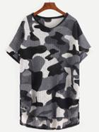 Shein Grey Camo High-low T-shirt