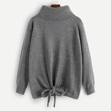 Shein Plus Turtle Neck Knot Hem Sweater