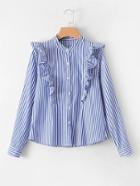 Shein Ruffle Insert Striped Blouse