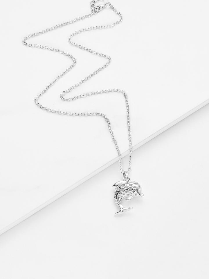 Shein Hollow Fish Pendant Chain Necklace