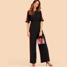 Shein Striped Tape Side Tie Back Jumpsuit