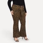 Shein Plus Leopard Pattern Flare Leg Jeans
