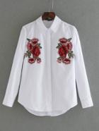 Shein Applique Embroidered High Low Blouse