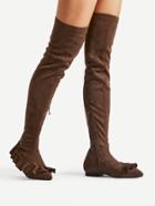 Shein Ruffle Design Pointed Toe Flat Boots