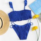 Shein Ruffle Detail Shirred Bikini Set