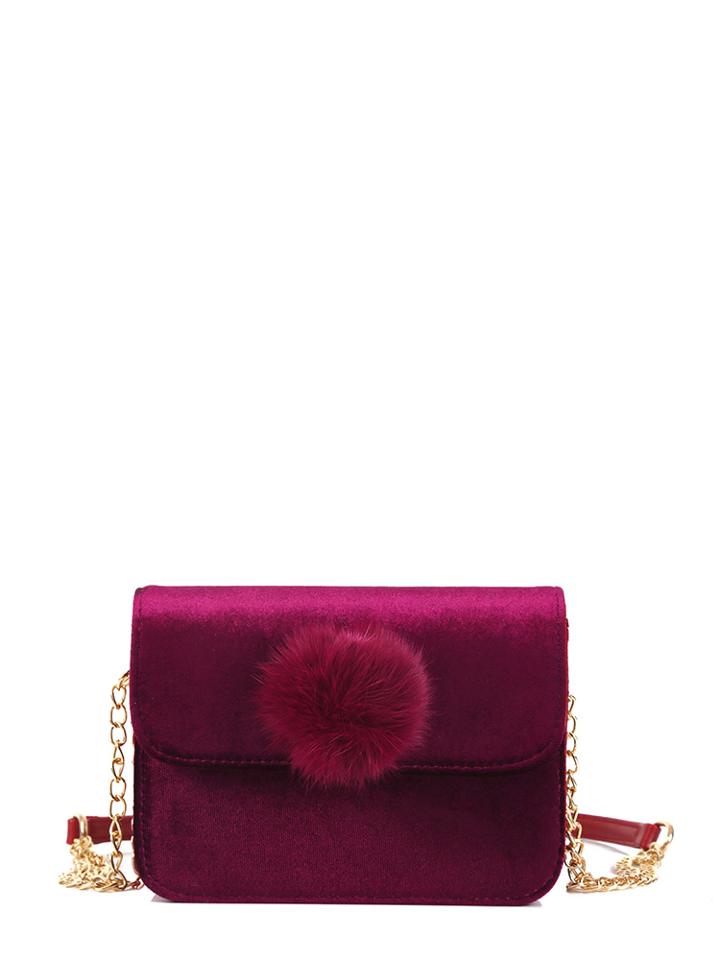 Shein Pom Pom Decor Flap Chain Bag