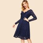 Shein 50s Lace Overlay Flared Dress