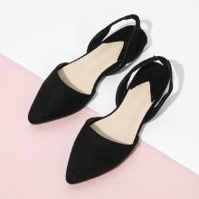 Shein Pointed Toe Suede Slingback Flats