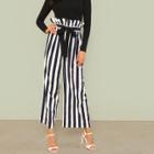 Shein Frill Waist Vertical Striped Pants