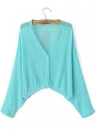 Rosewe Fabulous V Neck Batwing Sleeve Blue Cardigans For Woman