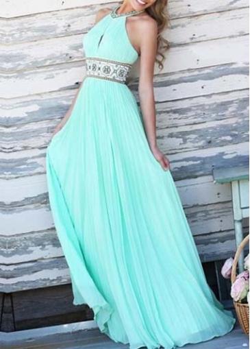 Rosewe Tribal Print Waist Open Back Chiffon Maxi Dress