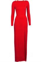 Shein Red Long Sleeve Split Ankle Length Dress