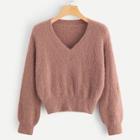 Shein Solid V-neck Jumper