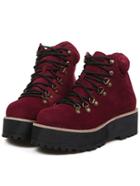 Shein Burgundy Round Toe Suede Boots