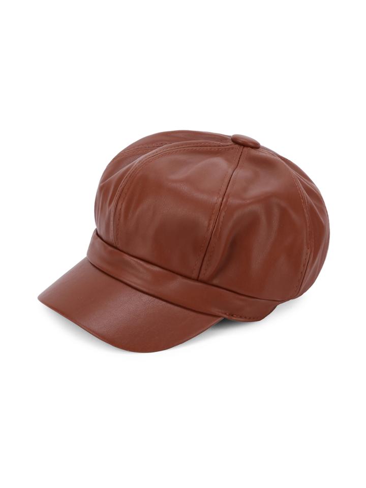 Shein Faux Leather Elastic Bakerboy Cap