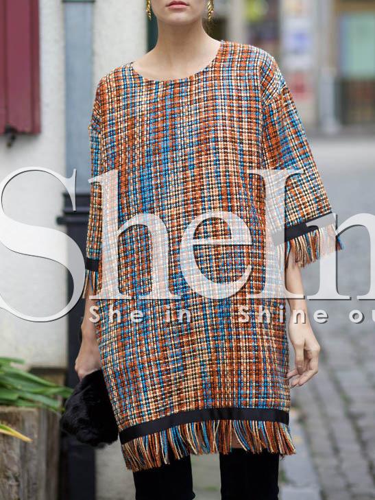 Shein Multicolor Round Neck Fringe Dress