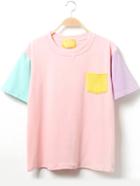 Shein Color Block Short Sleeve T-shirt With Pocket