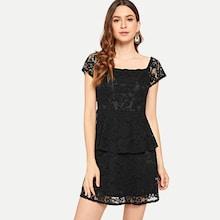 Shein Off Shoulder Layered Floral Lace Dress
