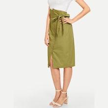Shein Waist Belted Button Up Solid Skirt