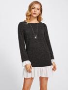 Shein Contrast Cuff And Hem Heathered Dress