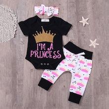 Shein Toddler Girls Letter Print Romper & Pants & Headband