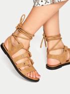 Shein Brown Lace Up Flat Gladiator Sandals