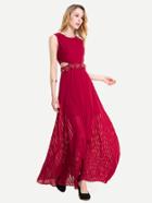 Shein 3d Applique Keyhole Cut Side Chiffon Dress