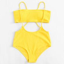 Shein Cross Back Ribbed Two Piece Swimwear