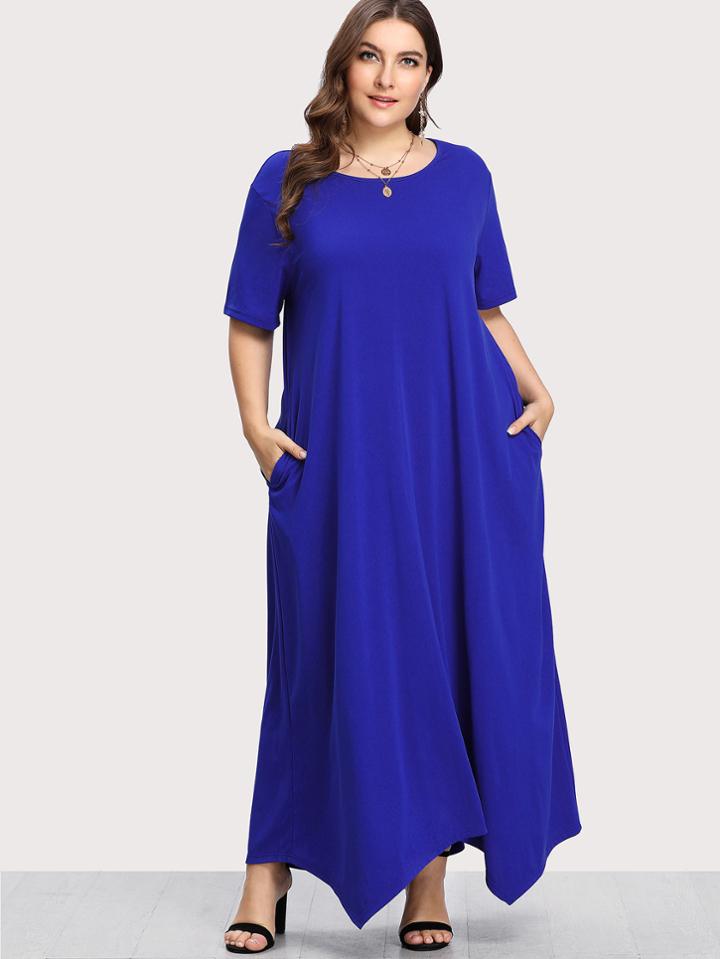 Shein Short Sleeve Hanky Hem Maxi Dress