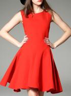 Shein Red Crew Neck A-line Short Dress