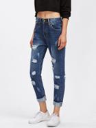 Shein Roll Up Hem Ripped Jeans