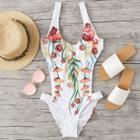 Shein Open Back Floral Swimsuit