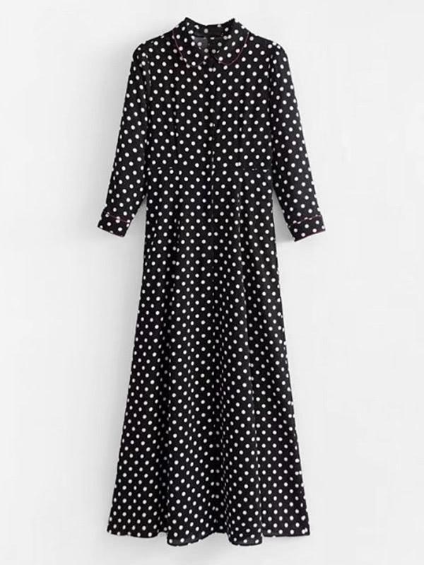 Shein Polka Dot Maxi Shirt Dress
